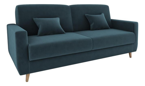 Sofá Cama Emília 2 Lugares 190cm Suede Petróleo Matrix