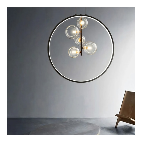 Imagen 2 de 8 de Lampara Decorativa De Techo Colgante Tipo Aro Burble Alb