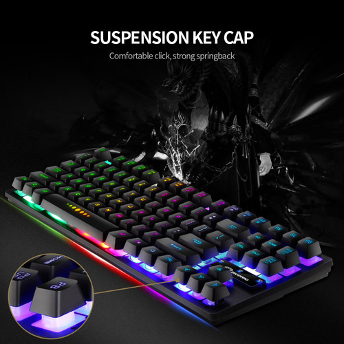 Teclado Ergonómico Para Juegos Con Cable Usb Gk-10, 87 Tecla
