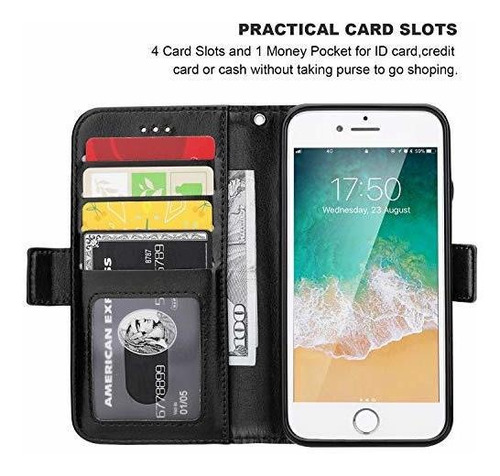Vaburs iPhone 7 Flip Case iPhone 8 Billetera Con Tarjetero,