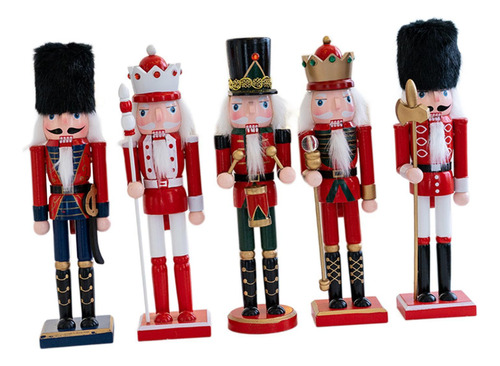 5 Figuras De Cascanueces De Madera, Decoración Navideña De