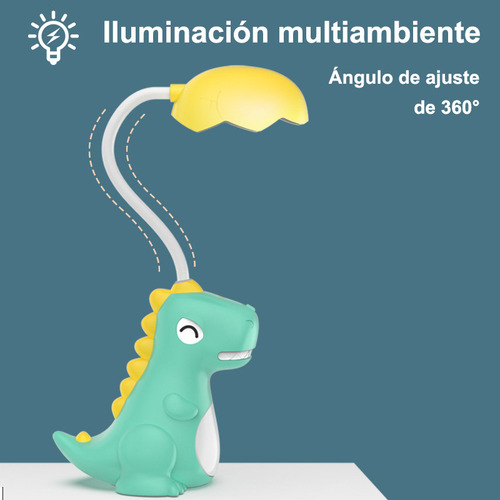 Lámpara De Escritorio Luz Led, Dinosaurio Y Cuidar La Vista Amarillo