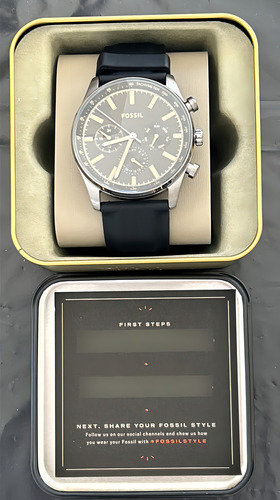 Reloj de pulsera Fossil Bq2746 para hombre, correa de silicona negra