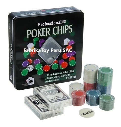 Set De Poker 100 Fichas + Cartas + Caja De Metal