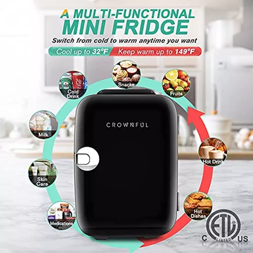 CROWNFUL Mini nevera portátil de 4 litros/6 latas, refrigerador personal  para cuidado de la piel, cosméticos, bebidas, alimentos, ideal para