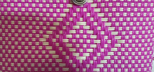 Bolsa Toquilla Blanco Rosa Cremita Rombo Mango Toquilla