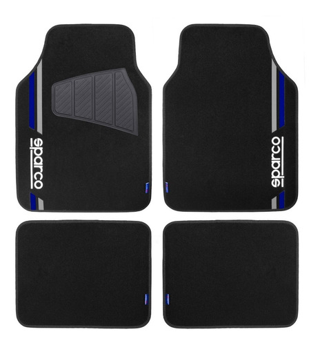 Imagen 1 de 3 de Piso Alfombra Auto Set Sparco Azul 4 Piezas - Sp