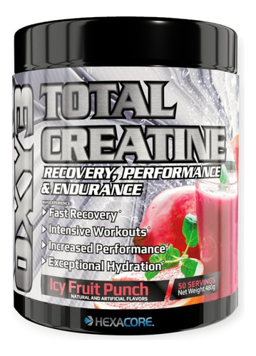 Creatina Total Oxy 3 480gr 50 Sv Fruit Punch - Hexacore