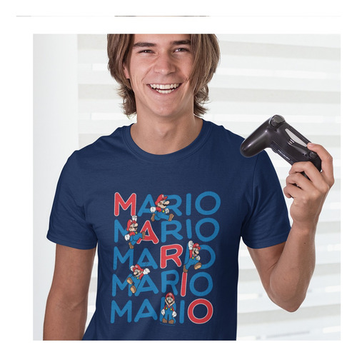 Playera De Hombre Mario Bros X5 Original Nintendo Algodón