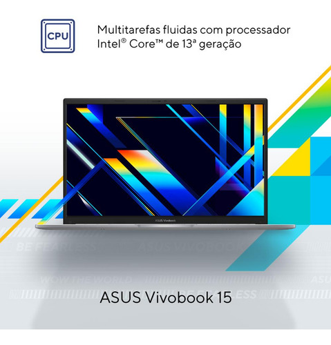 Notebook Asus Vivobook 15 X1504va Intel Core I5 1334u 8gb Ram 512gb Ssd Linux Keepos Intel Iris Xe Tela 15,6 Led Fhd Silver - Nj1741