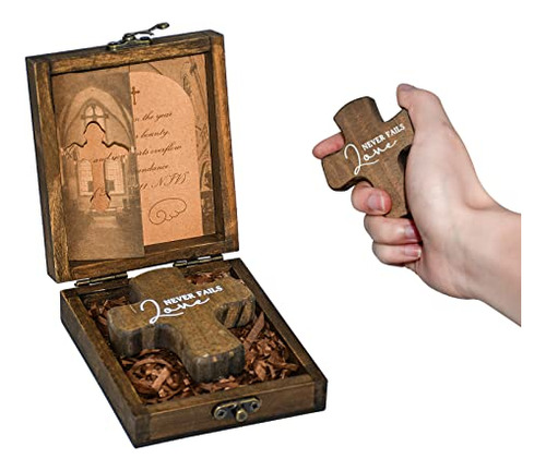 3  Holding Wooden Cross & Wood Prayer Gift Box 3pcs Set...