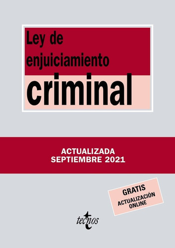Ley De Enjuiciamiento Criminal, De Editorial Tecnos. Editorial Tecnos, Tapa Blanda En Español