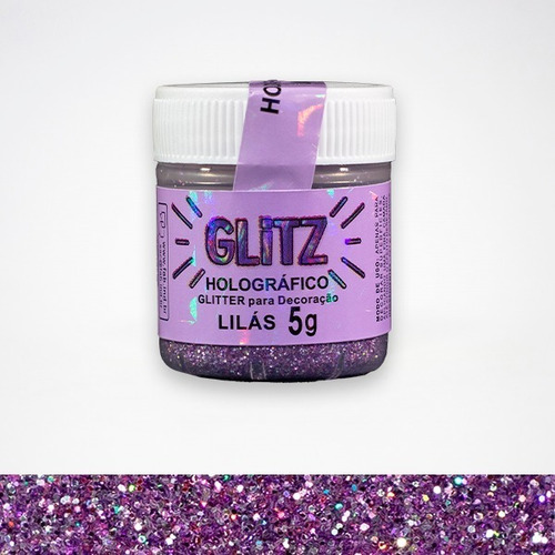 Glitter Para Decoración  Glitz Holográfico Lila 5g Fab