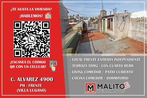 Venta Ph 2 Ambientes Con Patio, Terraza Y Local Al Frente En Villa Lugano.