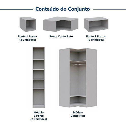 Guarda-roupa Modulado 9 Peças 13 Portas Jade Cabecasa Wt