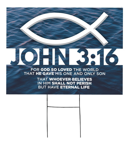 Memory Cross John 3:16 Christian Yard Sign Estaca Tamaño: In