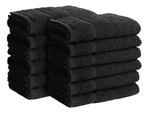 Pack X6 Toalla Negro 100% Algodón 40x75 Peluqueria Oferta