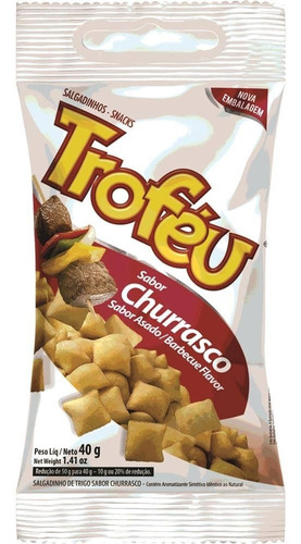 Snack De Trigo Troféu -sabor Churrasco 20 Unid De 40grs Tcec