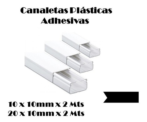 Canaleta Plástica Blanca Adhesiva 20 X 10 X 2 Mts