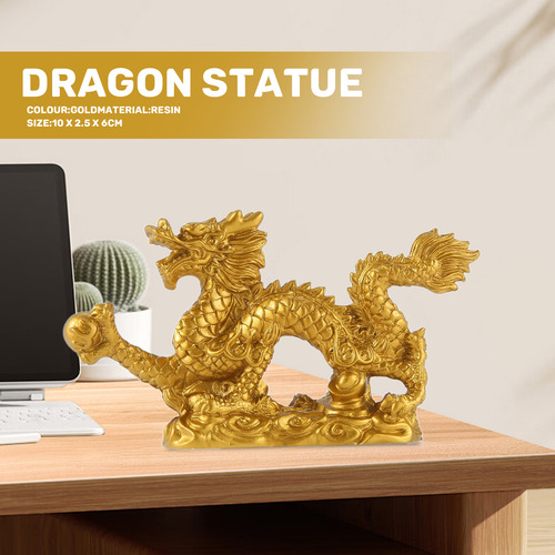 Estátua De Dragão Dourado Chinês Para Decoração De Animais H