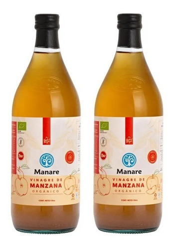 Vinagre De Manzana Orgánico Manare 2 Litros 2x1 Litro