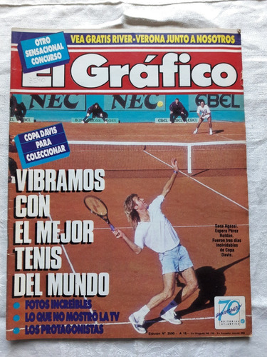 Revista El Grafico N° 3590 Año 1988 Copa Davis Agassi Roldan