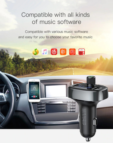 Transmissor Fm Mp3 Bluetooth Baseus E Handsfree 2 Portas Usb