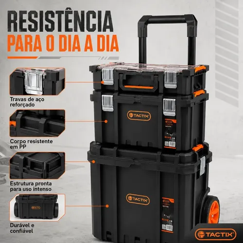 Kit Caixa de Ferramentas Modular com Rodas e Alça Telescópica Kit Caixa de Ferramentas Modular com Rodas e Alça Telescópica