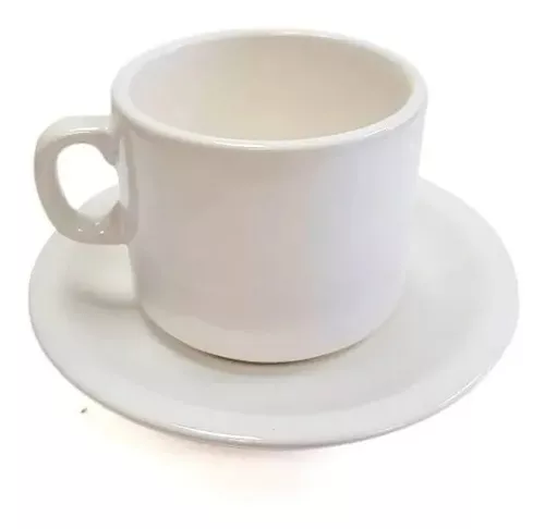 Juego 6 Tazas Desayuno 240 Ml Porcelana Apilables a precio barato Color  Blanco