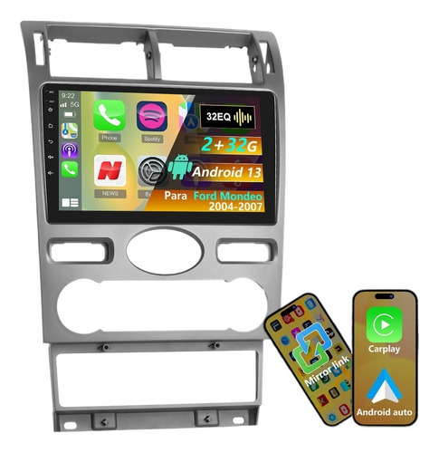 Estéreo Carplay 2+32gb Para Ford Mondeo 2004-2007