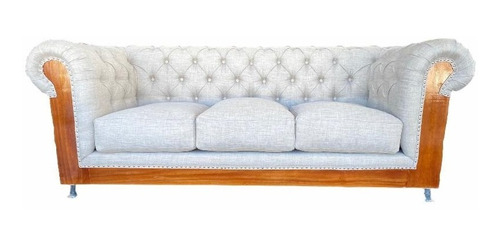 Sofa Tres Cuerpos Estilo Chesterfield Chenille