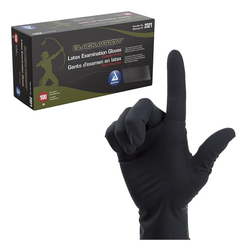 Guantes De Examen De Látex Desechables Dynarex Black Arrow, 