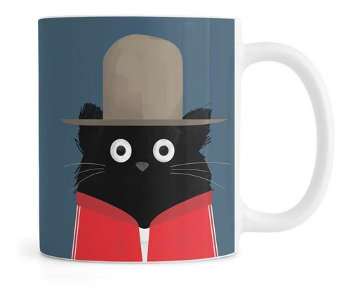 Taza Personalizada Gato Negro Parodia Pharrell Williams