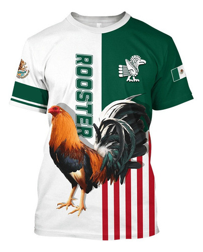 Gallo Impresión 3d Camiseta De Manga Corta 2023