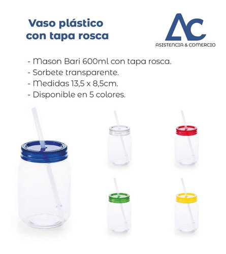 Imagen 1 de 6 de Vaso Plástico Con Tapa Rosca