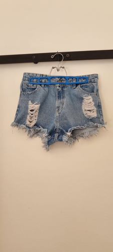 Short De Jean Roto Mujer Tiro Alto 