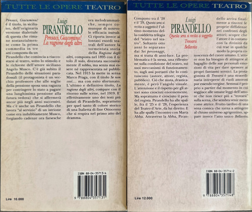 Luigi Pirandello X2. Pensaci, Giacomino Y Otras. En Italiano (Usado)