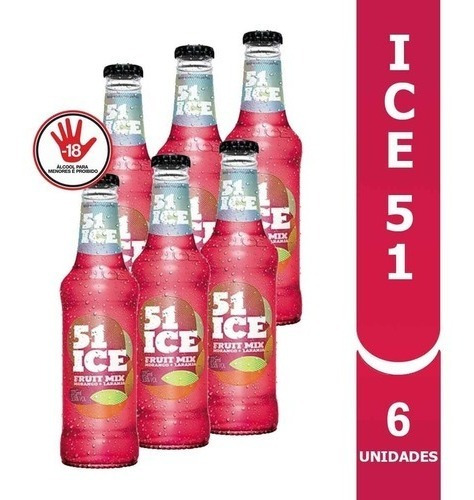 Bebida Alcoólica Ice 51 Kit Sabor Fruit Mix 6 Un 275ml