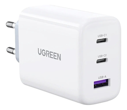 Cargador 65w Ugreen 3 Puertos (2 Tipo C + 1 Tipo A)