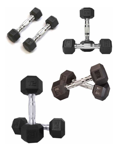 Set 8 Mancuernas Rubber Hex Dumbbell Pares 3lb 5lb 8lb 12lb