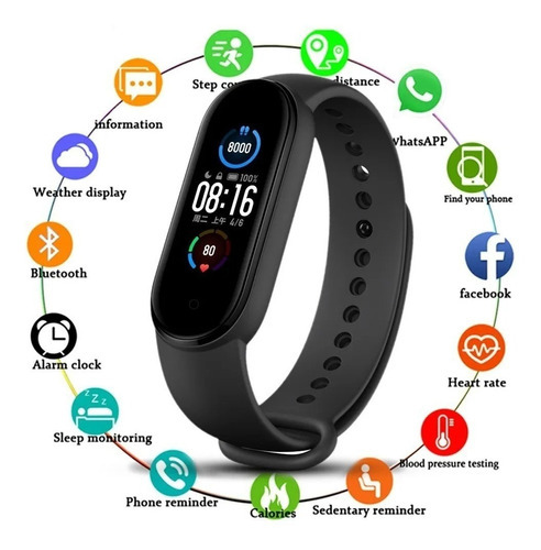 Smartwatch Relógio Inteligente M5 Smartband Pulseira Preta