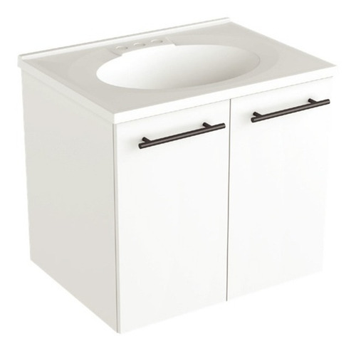 Mueble De Baño Con Lavamanos 62cm Bertolini Color del mueble Blanco