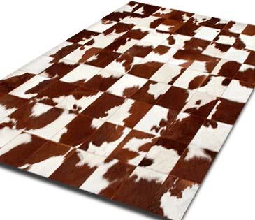Alfombra Patchwork De Cuero De Vaca Con Pelo. 1,8 M X 2,4m