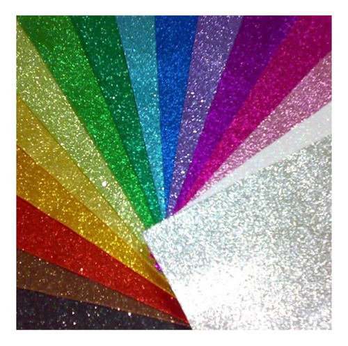 Goma Eva Glitter Brillosa 60x40cm 2mm Varios Color