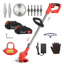 Comprar Desbrozadora Eléctrica Inalámbrica Cortador Césped 2 Batería, Cortadora de Césped Eléctrica con Guantes Gafas Protectoras, Cortacésped Ligero de Mano y Recortadora de Bordes 300W para Césped, Jardín