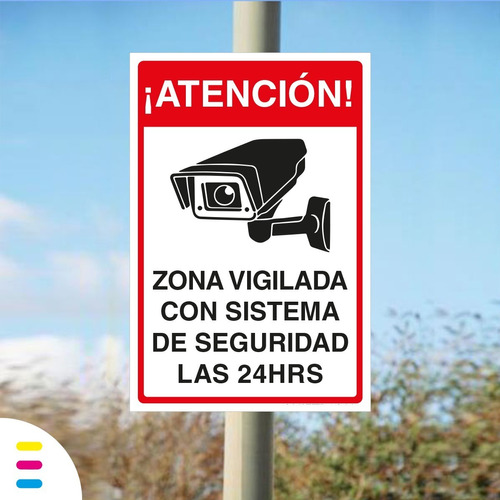 Señal Atención Zona Vigilada Con Cámaras 30x20cm Metalica