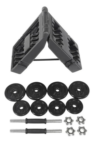 Set De Mancuernas Cromadas Con 2 Barras + 8 Discos Blu Fit.