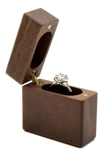 Caja De Anillos De Madera Para Compromiso, Propuesta Y Boda