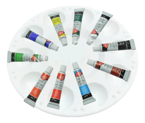 Pinturas Acrílicas Calidad Profesional Kit 10 Und + Paleta