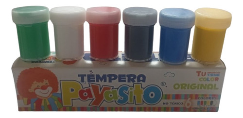 Témpera Escolar Payasitos 6 Colores Con Paleta Y Pincel